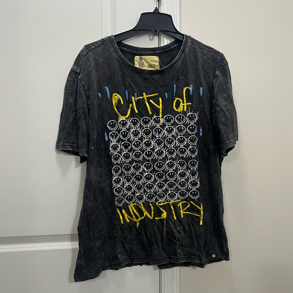 SMILEY Black Washed City Of Industry T-Shirt Size XL